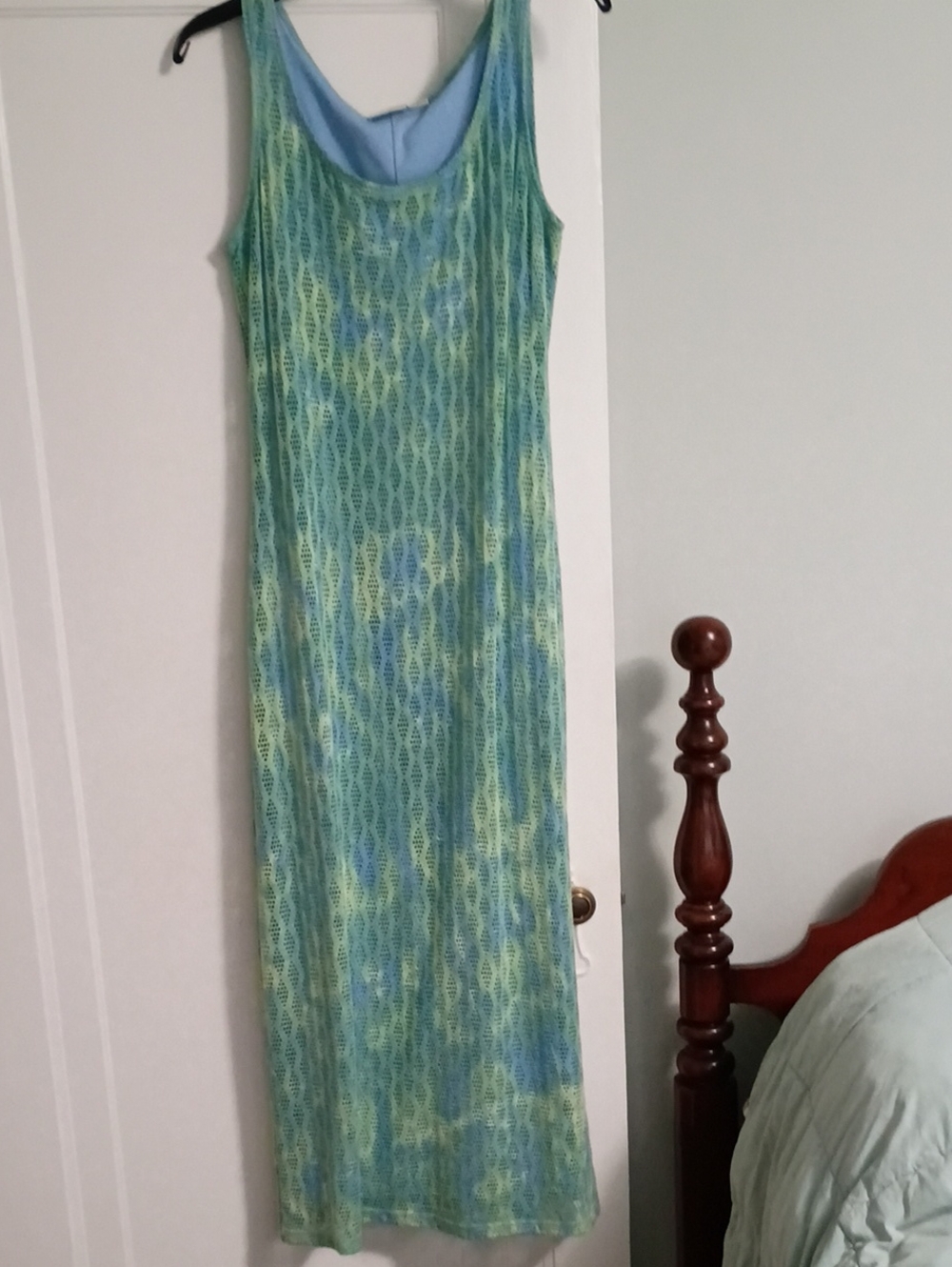 Tribal Sleeveless Maxi Dress in Blue and Green